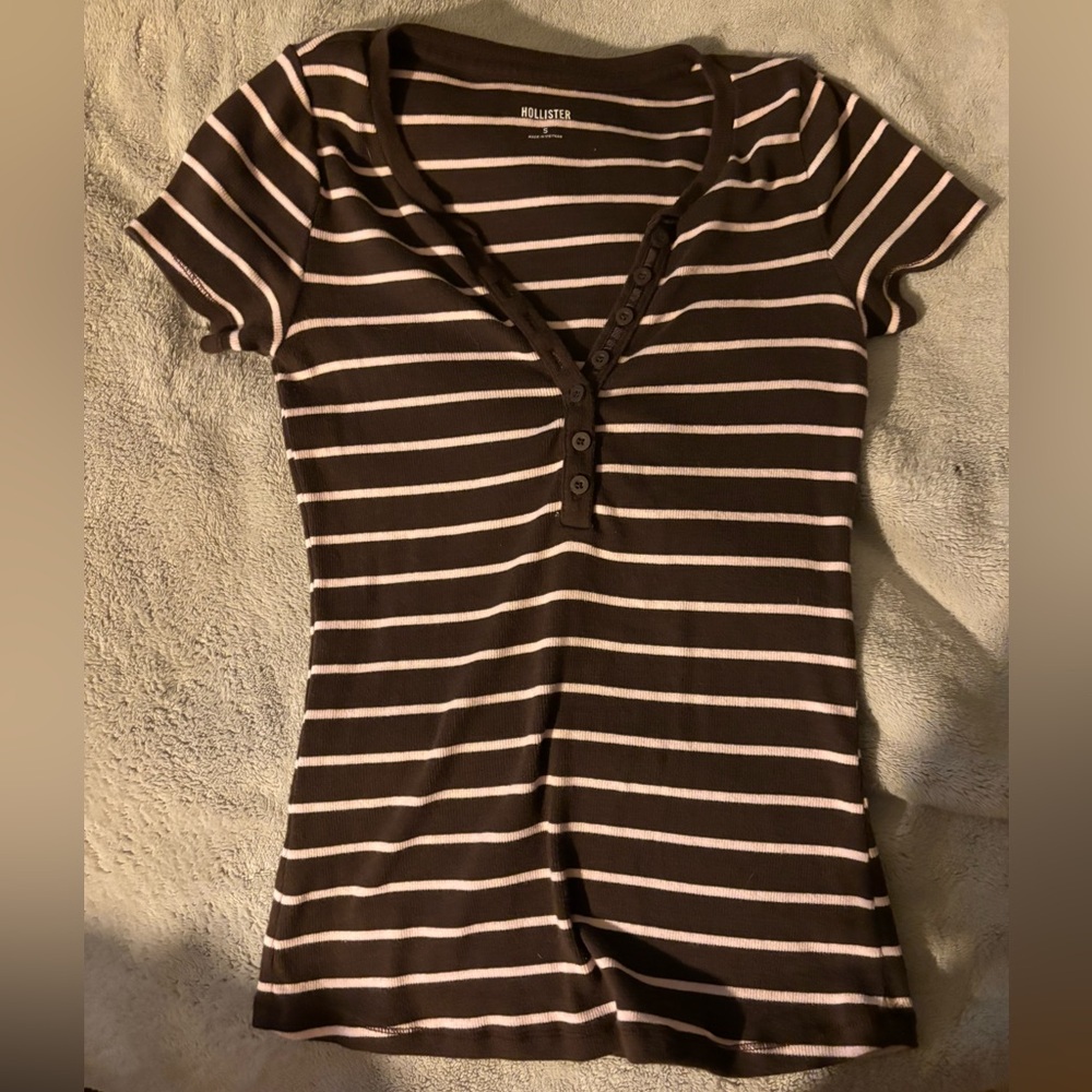 Hollister Striped Henley Top